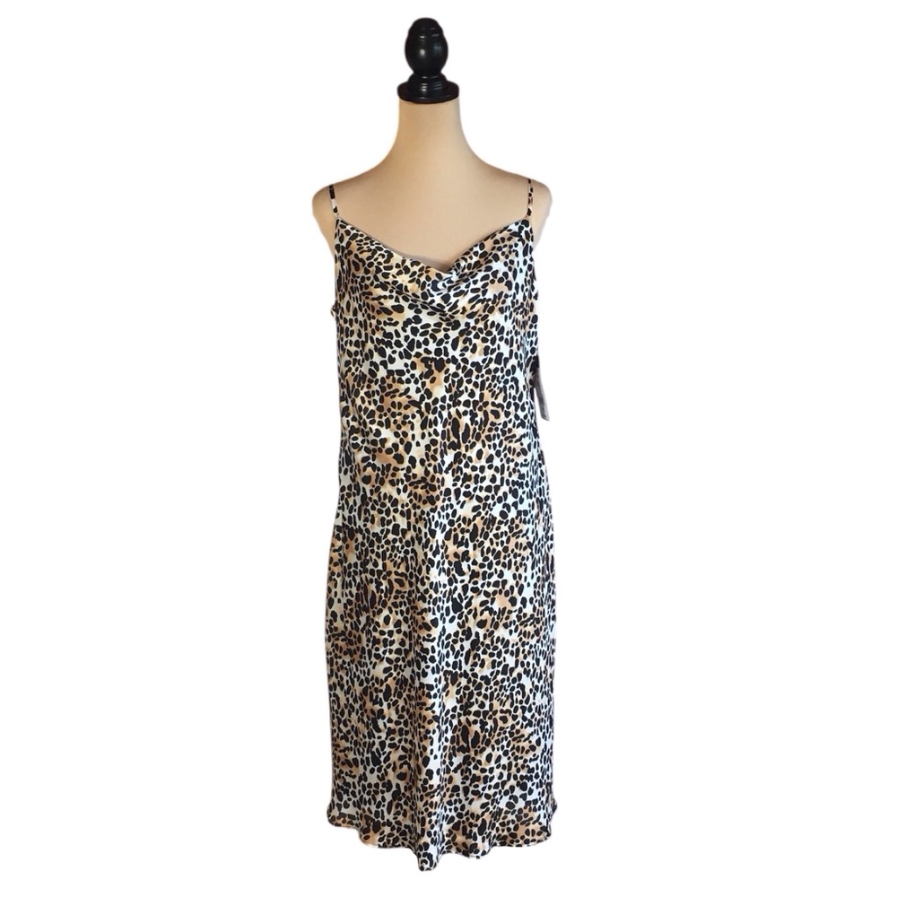BCBG Paris Leopard Print Shift Dress, Womens Large, NWT